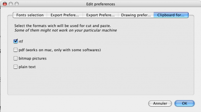 Format choice dialog
